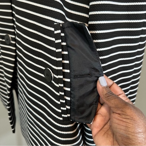 Nine West Women's Black & White Striped Jacket Size 14 Coat Cape [B35#71] - Picture 2 of 12